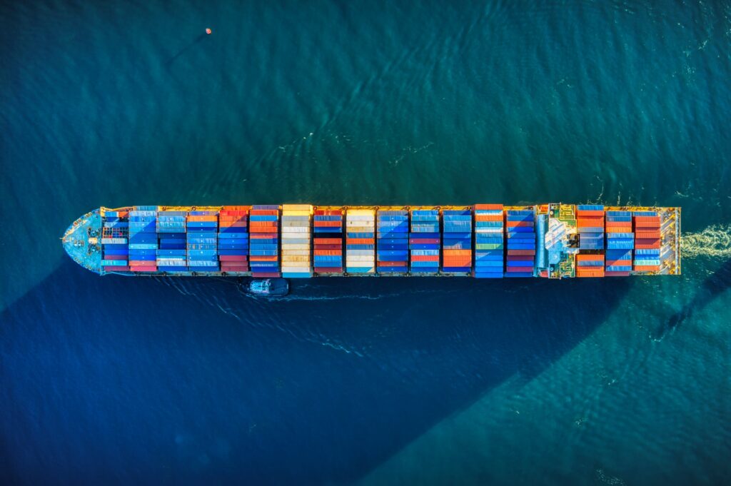 cargo ship at sea